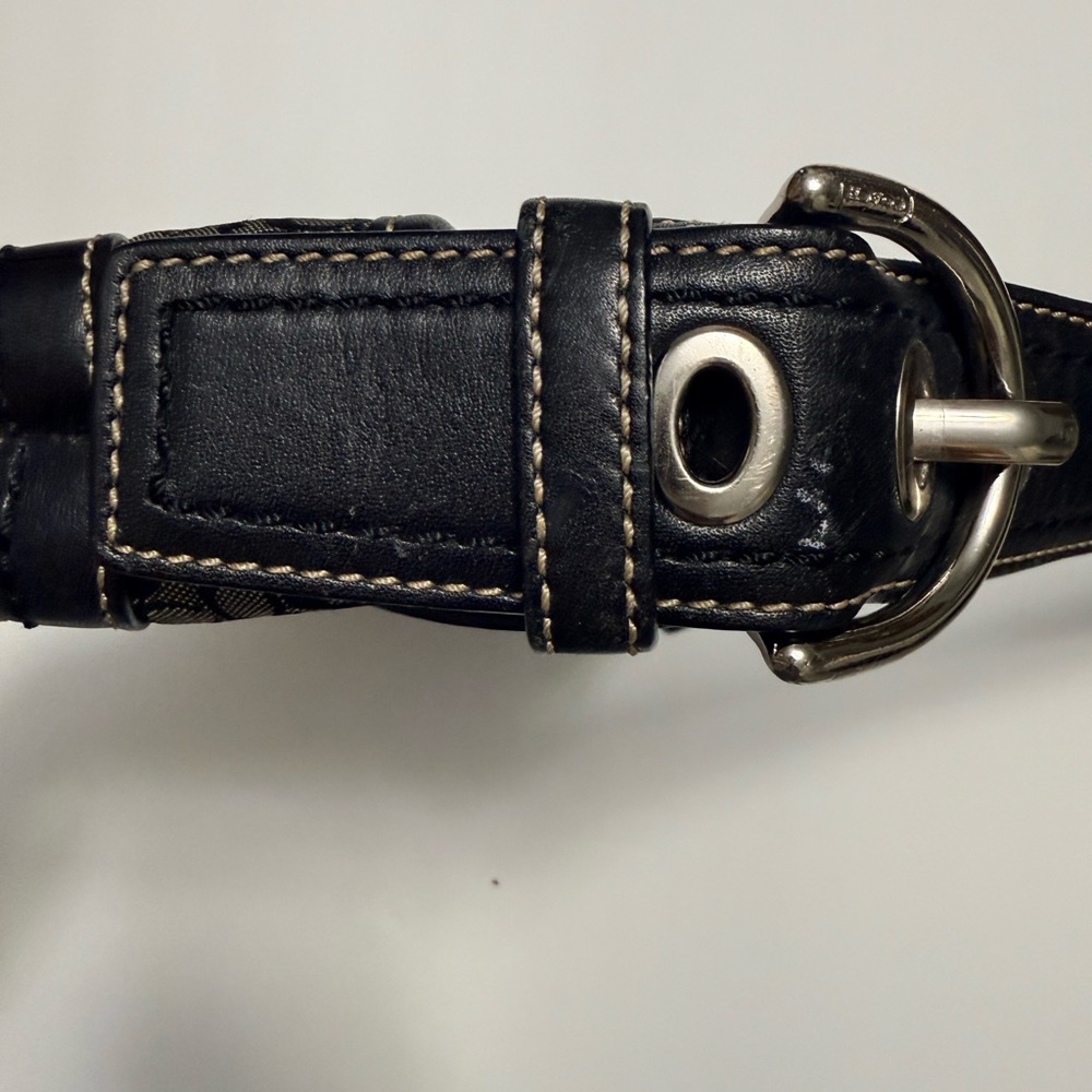 Vintage Y2K Coach Soho Signature C Flap Shoulder Bag Hobo F10925 Black Canvas - Picture 3 of 14